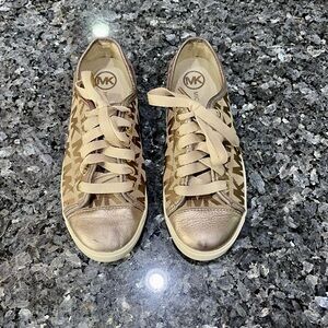 Michael Kors City Sneakers in Gold and Tan Size 6.5